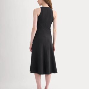 Midikleid aus Crêpe mit Racer-Ausschnitt und fließendem Rock