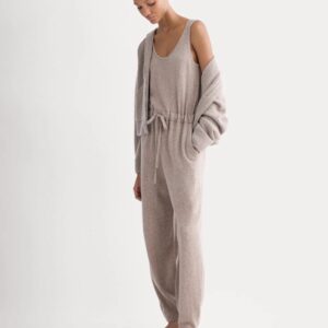 Cashmere-Jumpsuit mit Tunnelzug, ballonierten Beinabschlüssen und Taschen