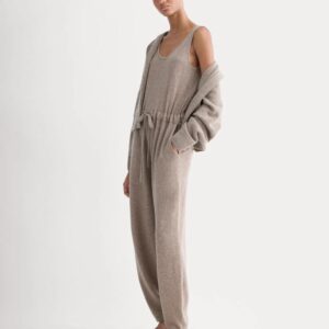 Cashmere-Jumpsuit mit Tunnelzug, ballonierten Beinabschlüssen und Taschen