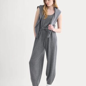 Cashmere-Jumpsuit mit Tunnelzug und leicht ballonierten Beinabschlüssen