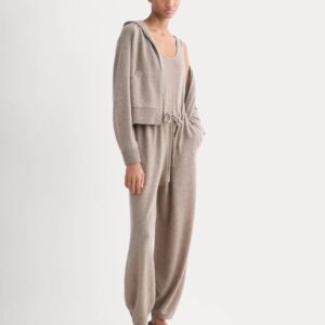 Cashmere-Jumpsuit mit Tunnelzug, ballonierten Beinabschlüssen und Taschen