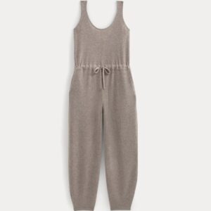 Cashmere-Jumpsuit mit Tunnelzug, ballonierten Beinabschlüssen und Taschen