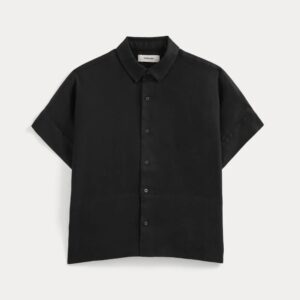 Boxy-Leinenhemd mit lockerer Passform und klassischem Button-Down-Design