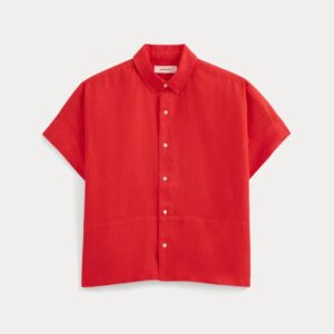 Boxy-Leinenhemd mit lockerer Passform und klassischem Button-Down-Design