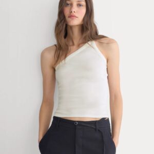Ein-Schulter-Top aus Bio-Baumwolle mit Rippstruktur und schmaler Passform